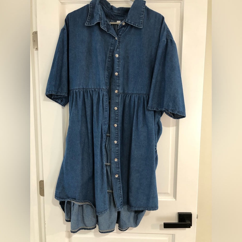 Blue Denim Button-Up Dress